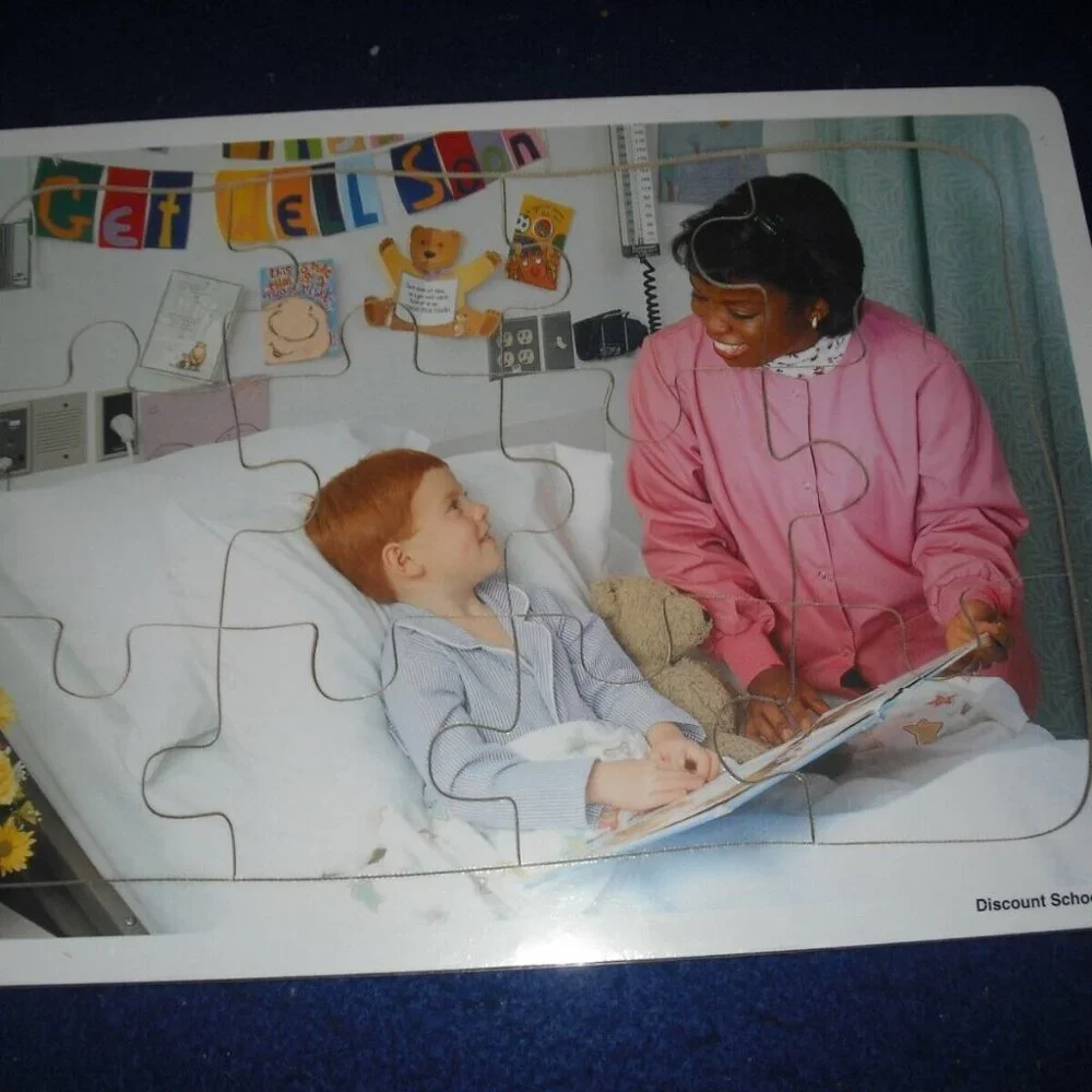 Wooden puzzles Multicultural: Special needs, Hospital, Family, Newborn.... x 6
